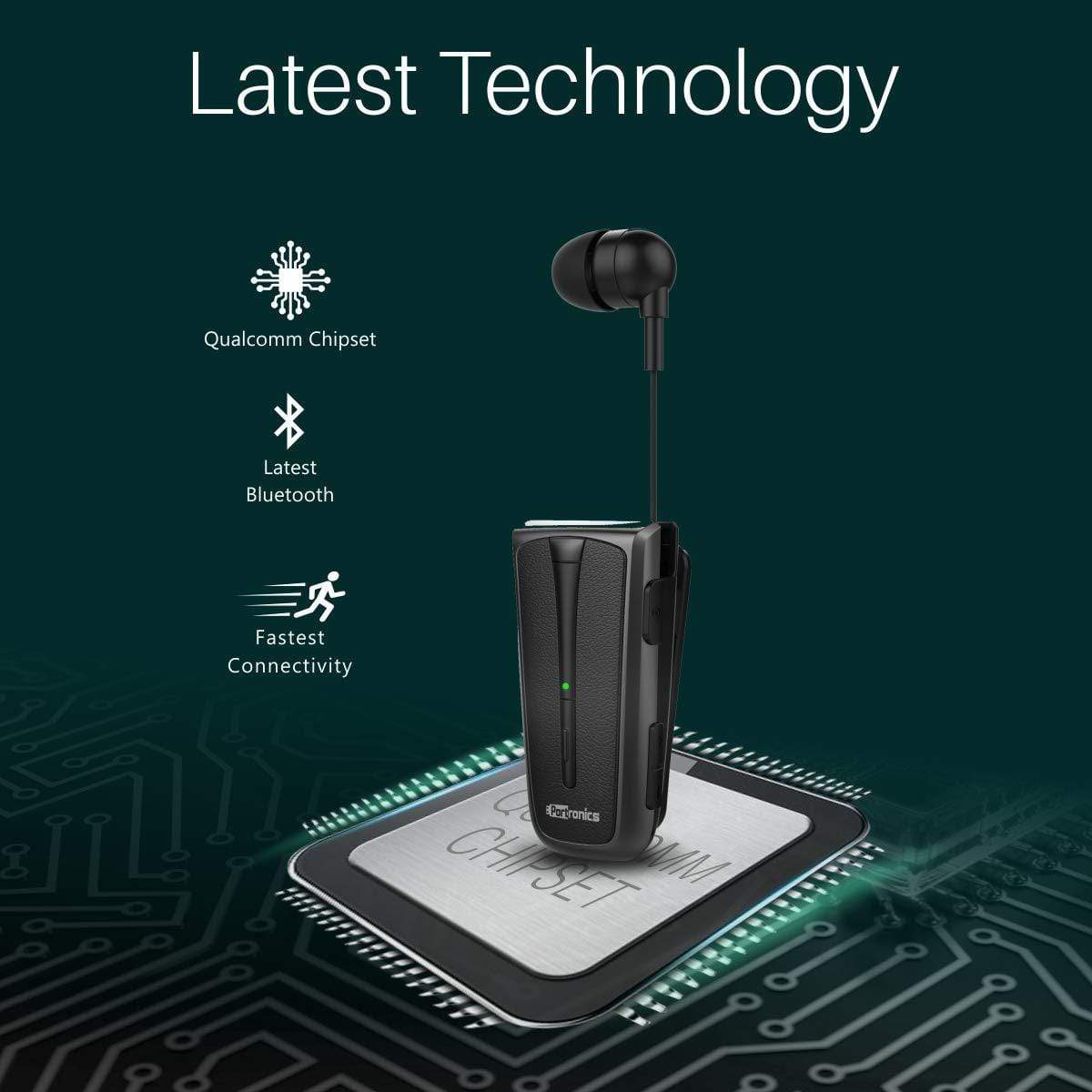 Portronics Harmonics Klip 4 Retractable Bluetooth Music & Calling Earphone-Retractable Bluetooth-dealsplant