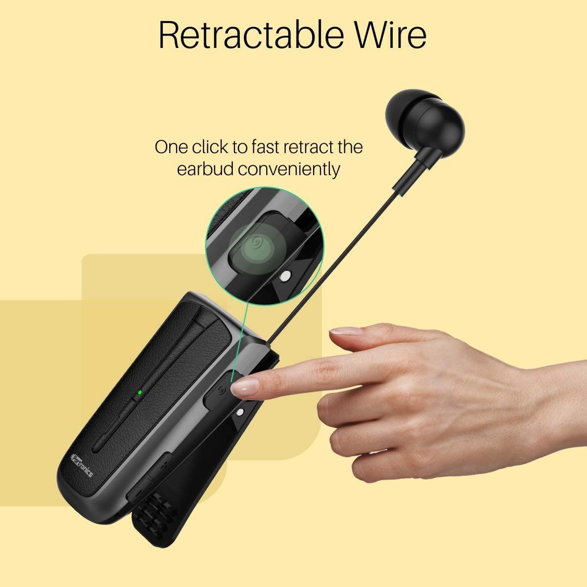 Portronics Harmonics Klip 4 Retractable Bluetooth Music & Calling Earphone-Retractable Bluetooth-dealsplant