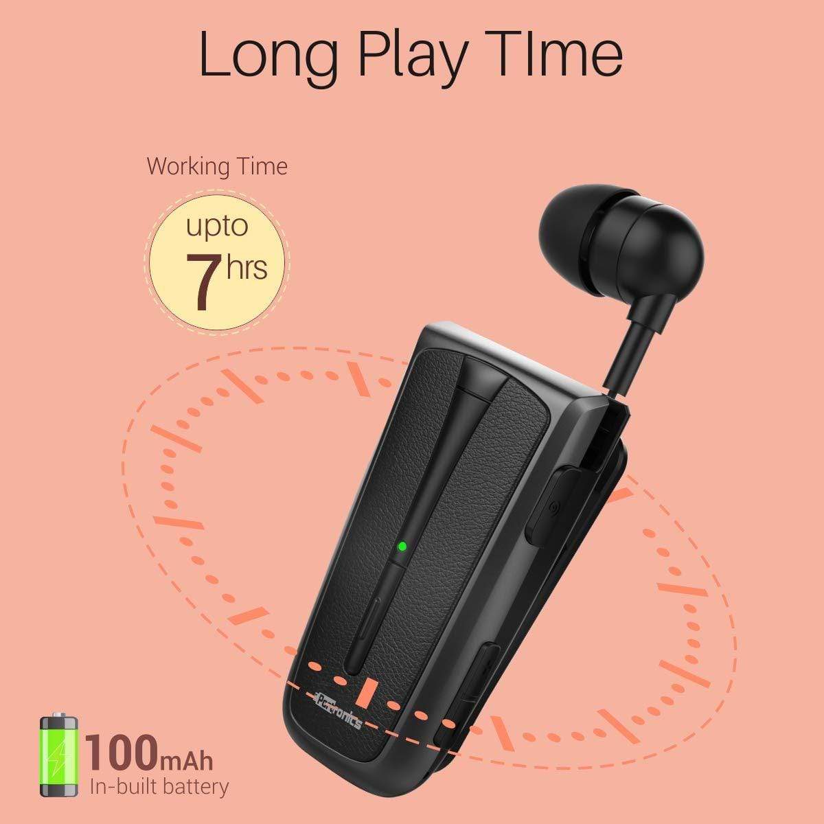 Portronics Harmonics Klip 4 Retractable Bluetooth Music & Calling Earphone-Retractable Bluetooth-dealsplant