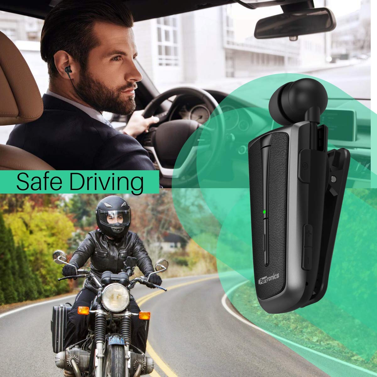 Portronics Harmonics Klip 4 Retractable Bluetooth Music & Calling Earphone-Retractable Bluetooth-dealsplant