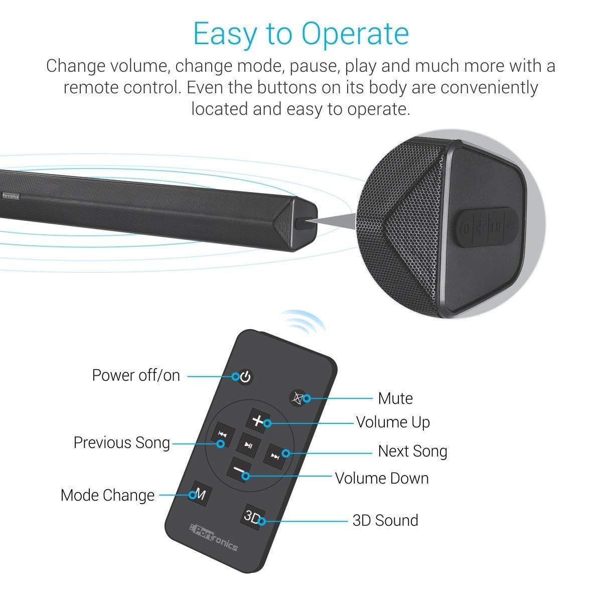 Portronics Sound Slick II 40W POR-936 Wired and Wireless Bluetooth Sound Bar-Sound Decoder Converter-dealsplant