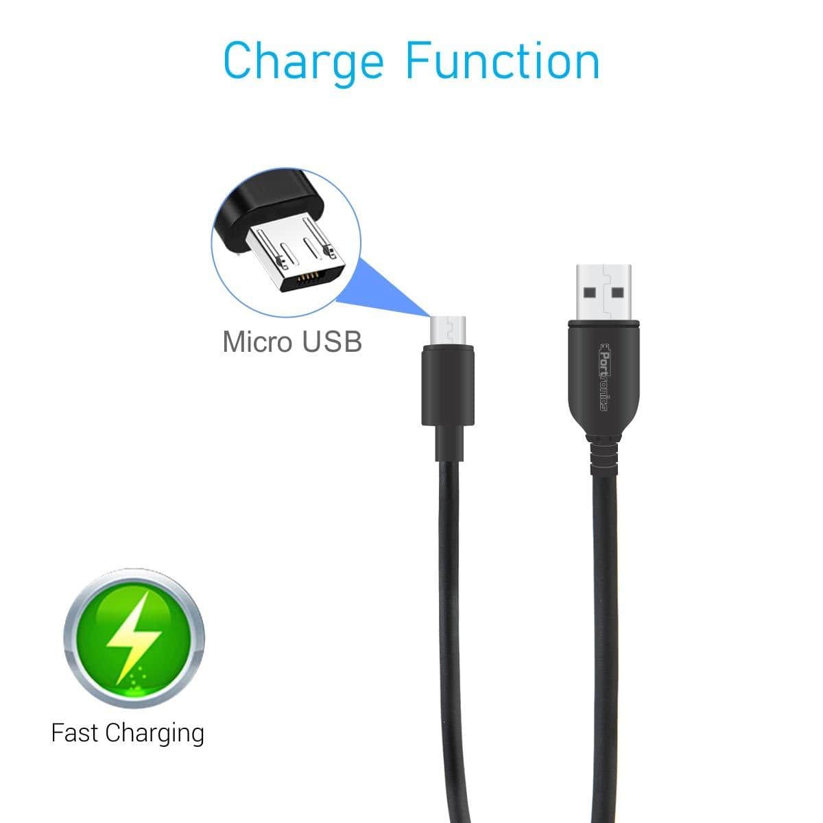 Portronics Konnect Core Mini 25cm Long Micro USB Cable with Charge Function for Micro USB Devices-USB Charging Transfer cable-dealsplant