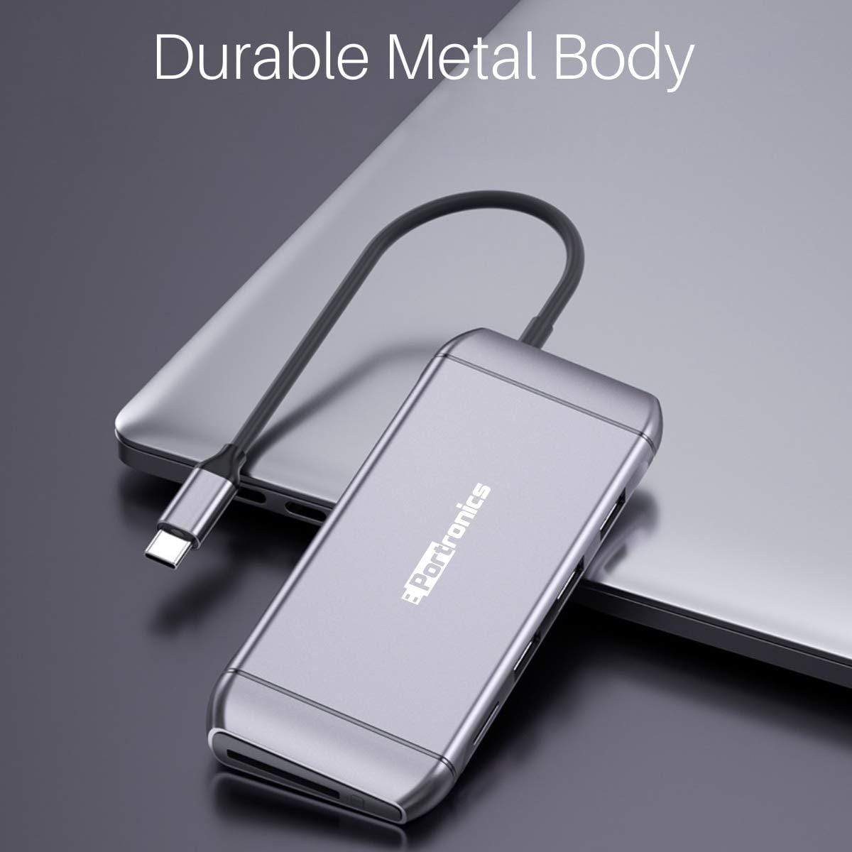 Portronics Mport 9C Type-C Multiport USB Hub for Windows, Chrome OS, iOS, and Android 7.0-USB HUB-dealsplant