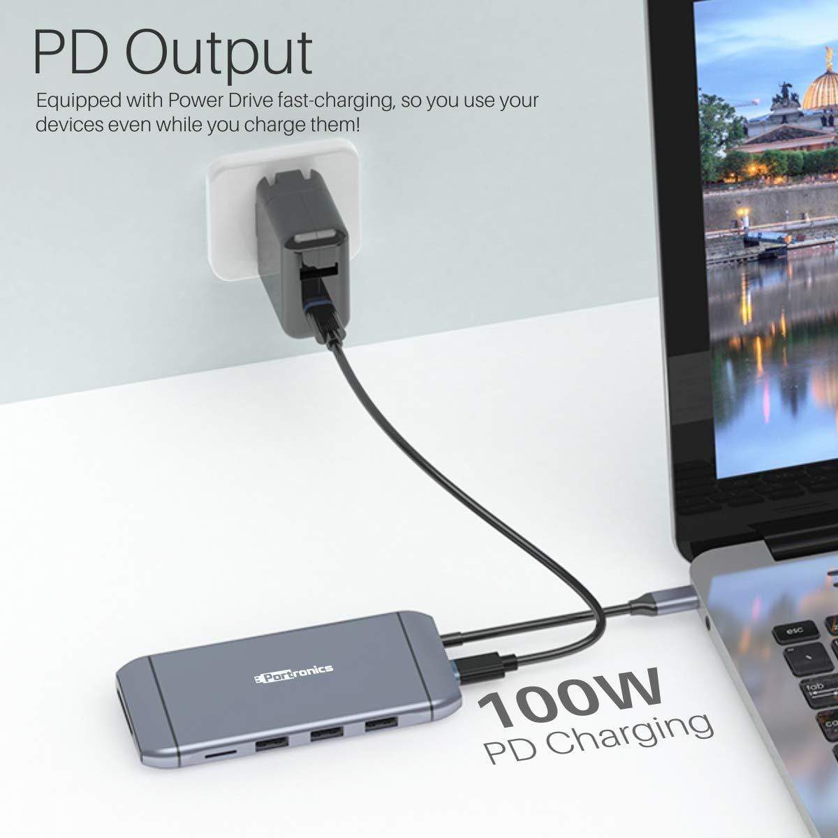 Portronics Mport 9C Type-C Multiport USB Hub for Windows, Chrome OS, iOS, and Android 7.0-USB HUB-dealsplant