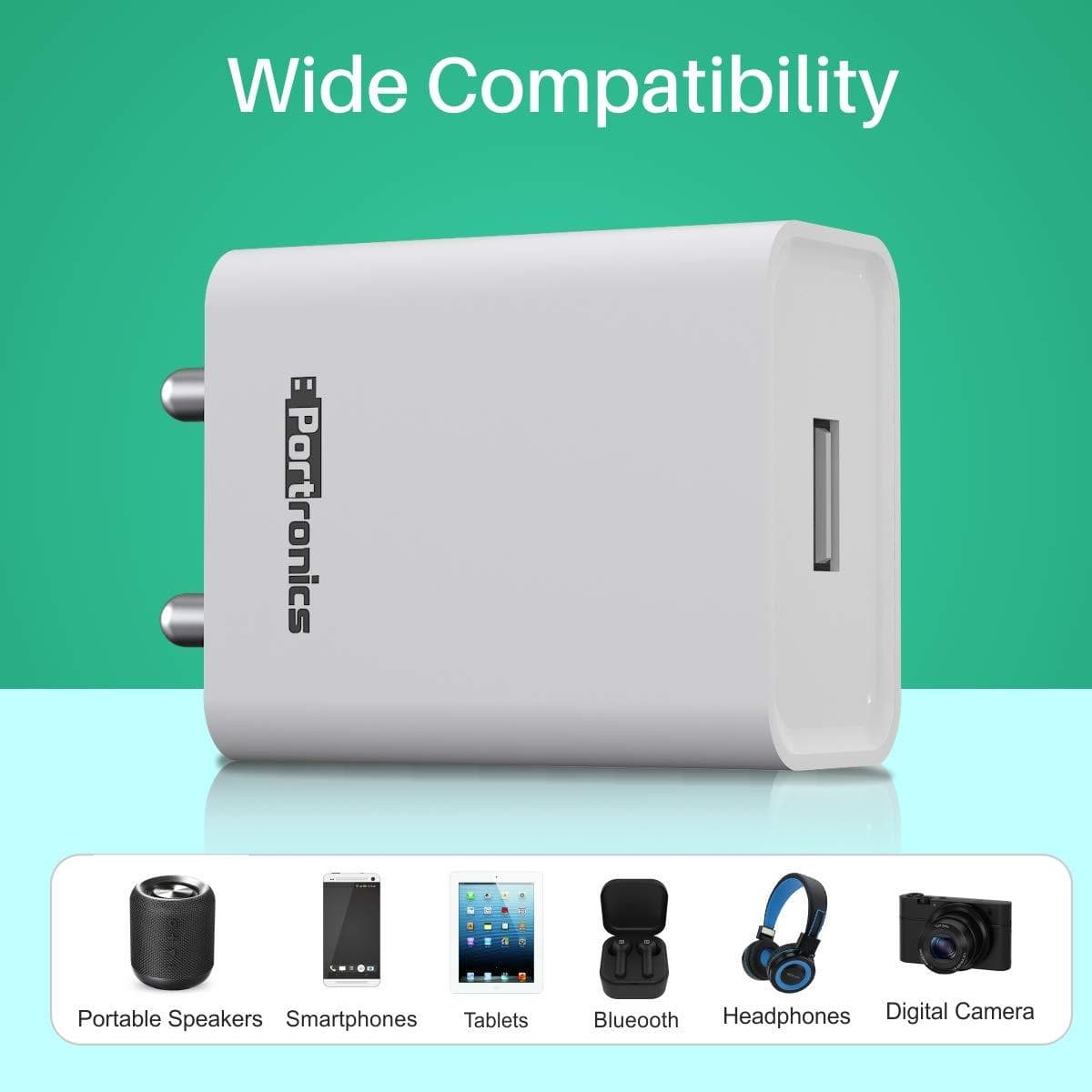 Portronics Adapto POR-1062 USB Wall Adapter with 2.4A Fast Charging Single USB Port Without Cable-Wall Adapter-dealsplant