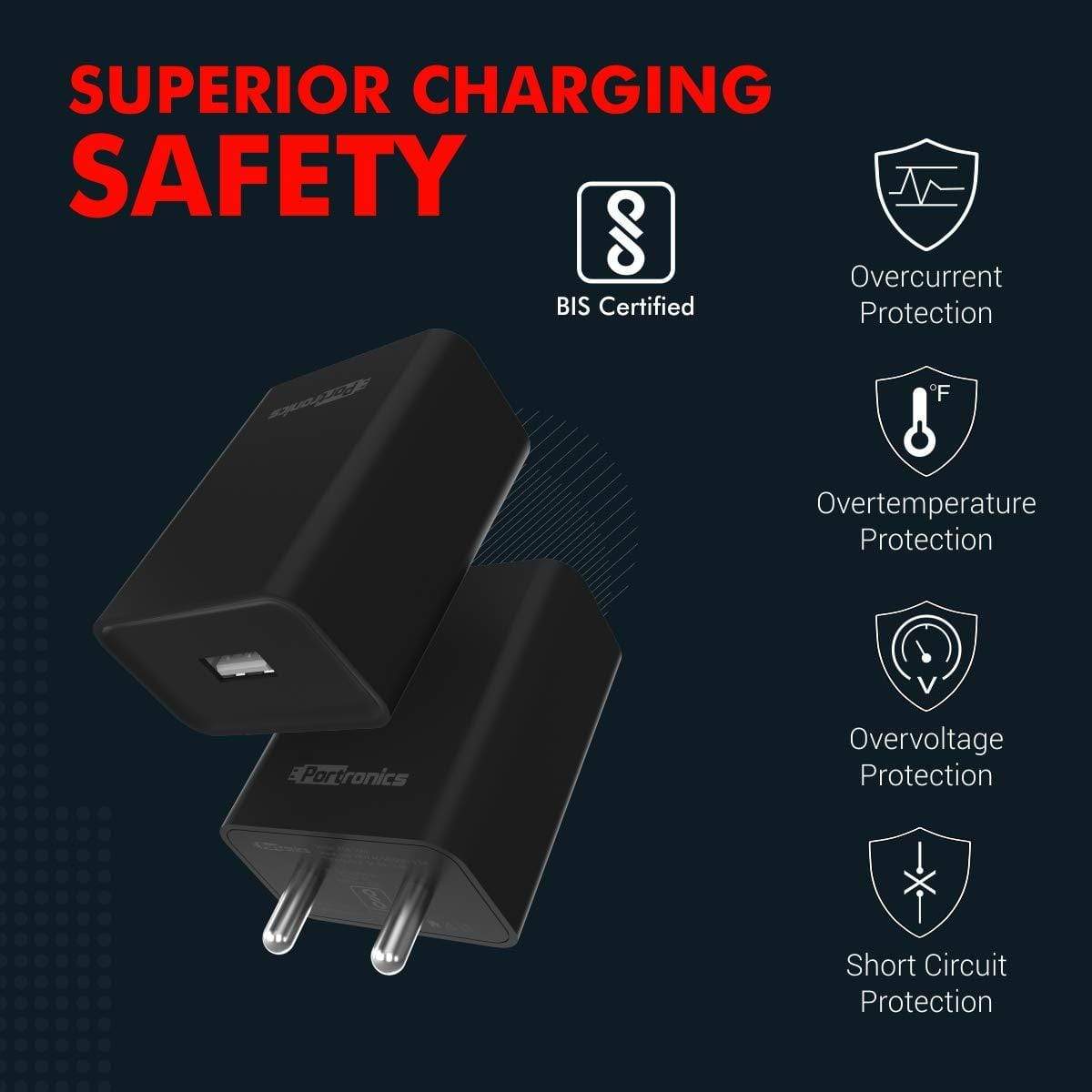 Portronics Adapto POR-1062 USB Wall Adapter with 2.4A Fast Charging Single USB Port Without Cable-Wall Adapter-dealsplant