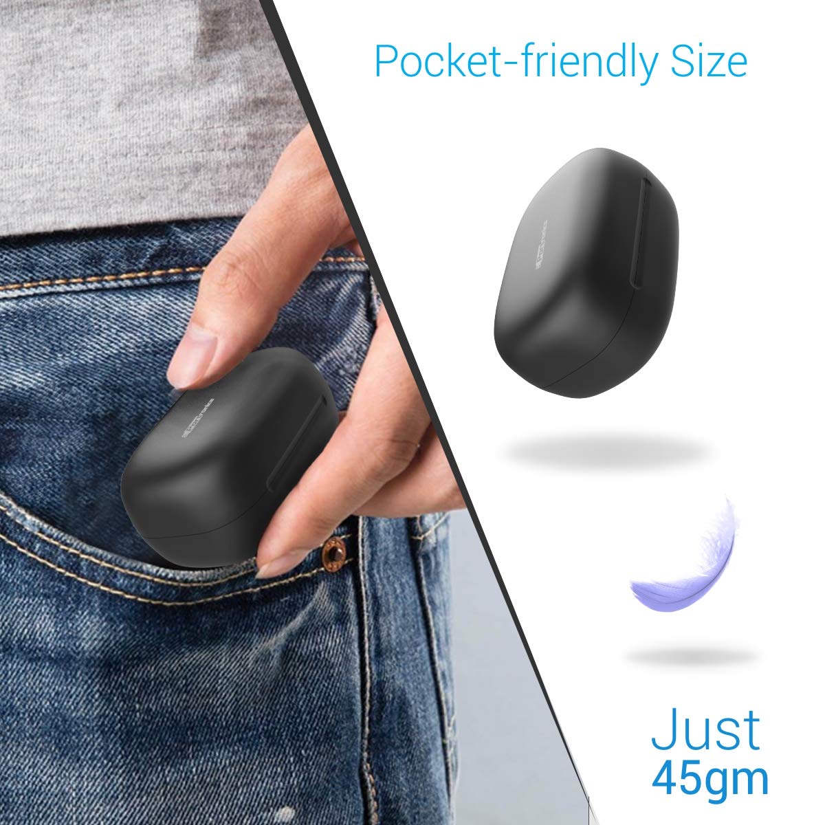 Portronics Harmonics Twins Mini POR-325 HD True Wireless Stereo Headphones with High Bass, LED Indicator, TWS Bluetooth 5.0 Wireless Earphones, Black-Wired Earphone-dealsplant