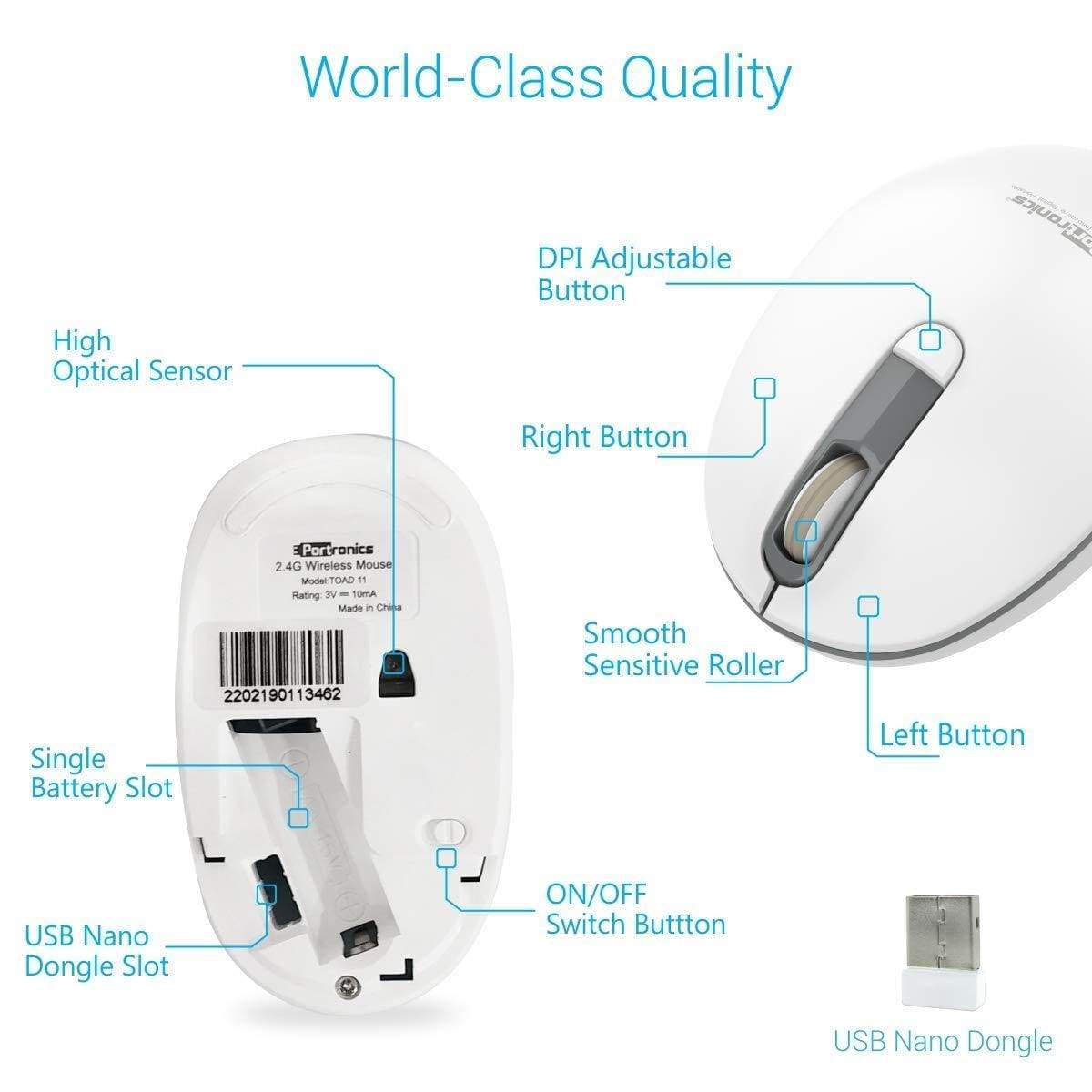 Portronics Toad 11 Wireless Mouse with 2.4GHz Technology-Wired Optical Mous-dealsplant