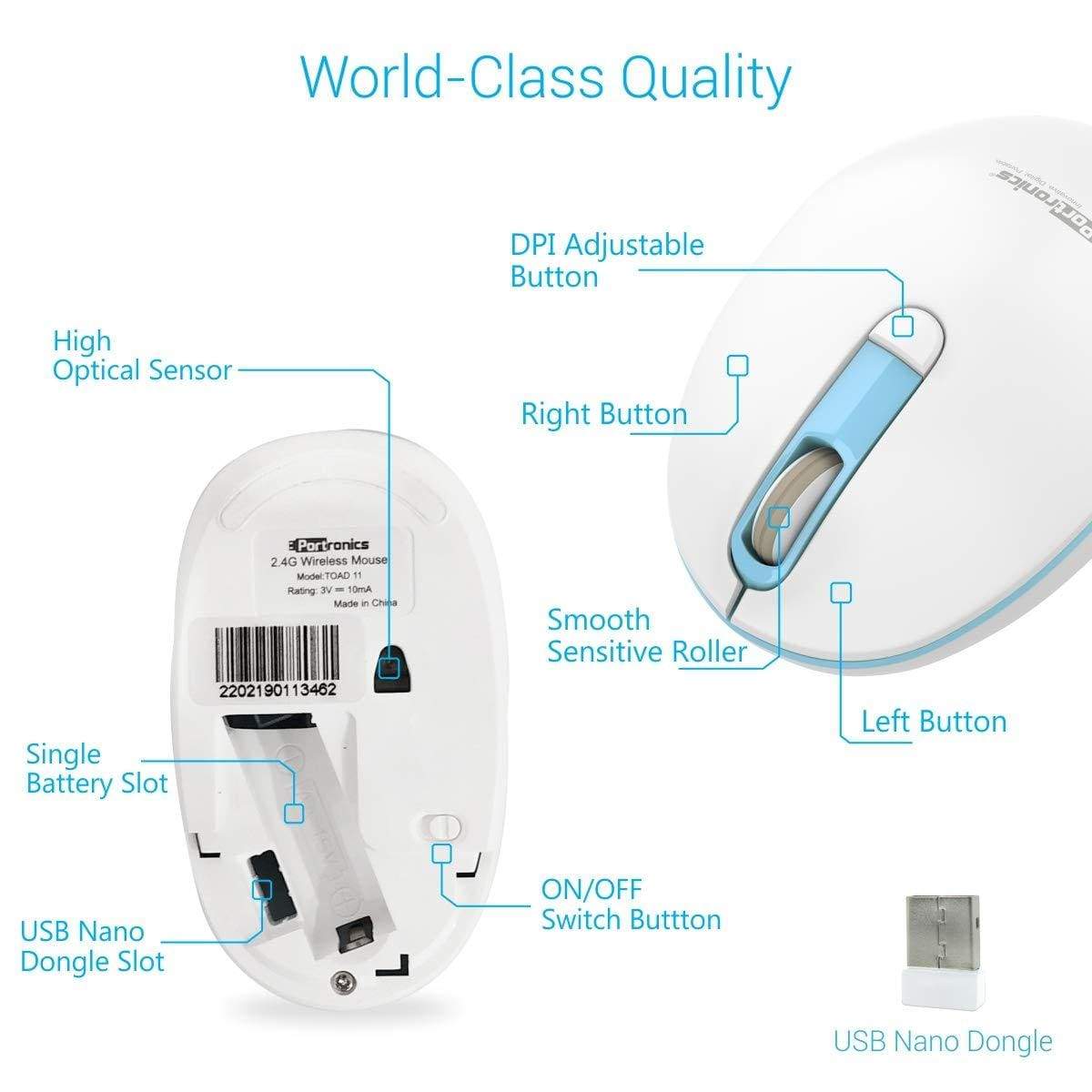 Portronics Toad 11 Wireless Mouse with 2.4GHz Technology-Wired Optical Mous-dealsplant