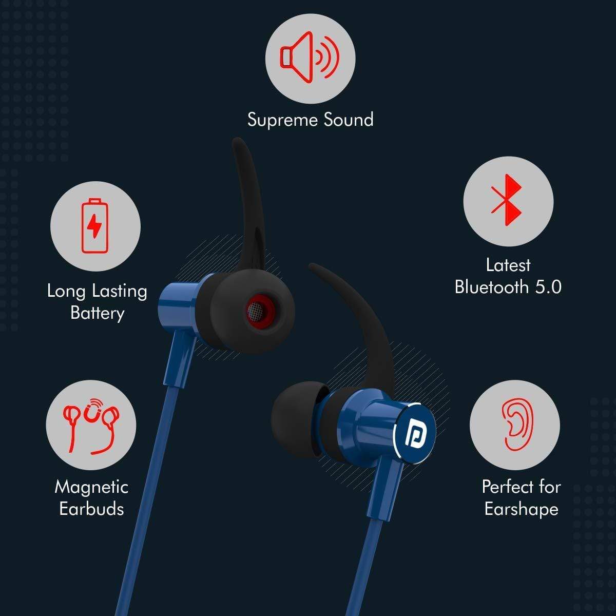 Portronics Harmonics 216 HD Stereo Wireless Bluetooth 5.0 Sports Headset with High Bass-Wireless Bluetooth-dealsplant