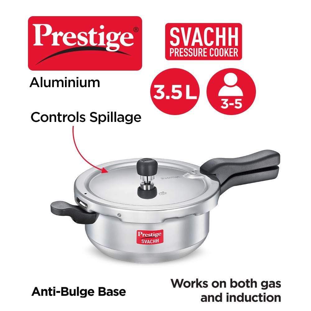 Prestige Svachh Aluminium Pressure Cooker, with Spillage Control, 5L-Home & Kitchen Accessories-dealsplant