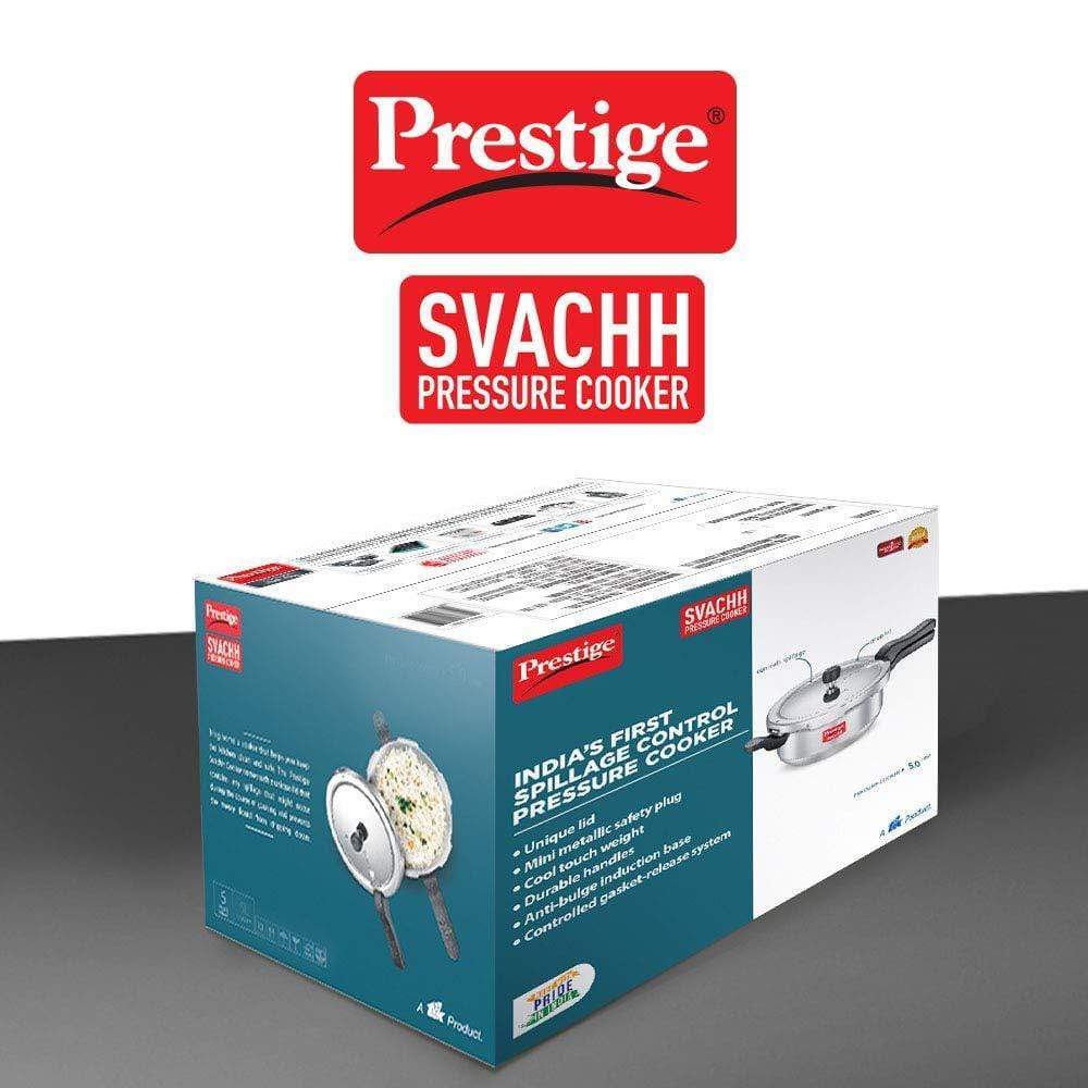 Prestige Svachh Aluminium Pressure Cooker, with Spillage Control, 5L-Home & Kitchen Accessories-dealsplant