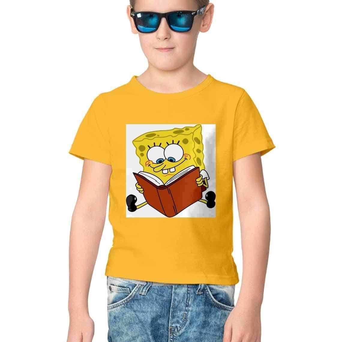 Dealsplant Half Sleeve Round Neck SpongeBob T-Shirt for Kids-Clothing-dealsplant