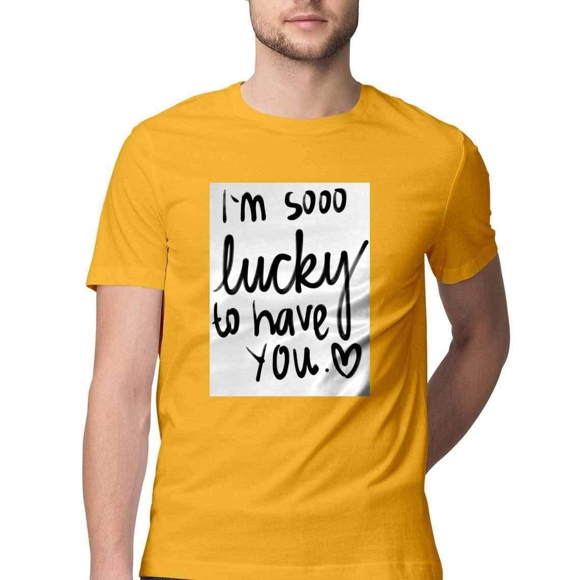 Dealsplant Half Sleeve Round Neck Lucky to have you_1 T-Shirt for Men-Clothing-dealsplant