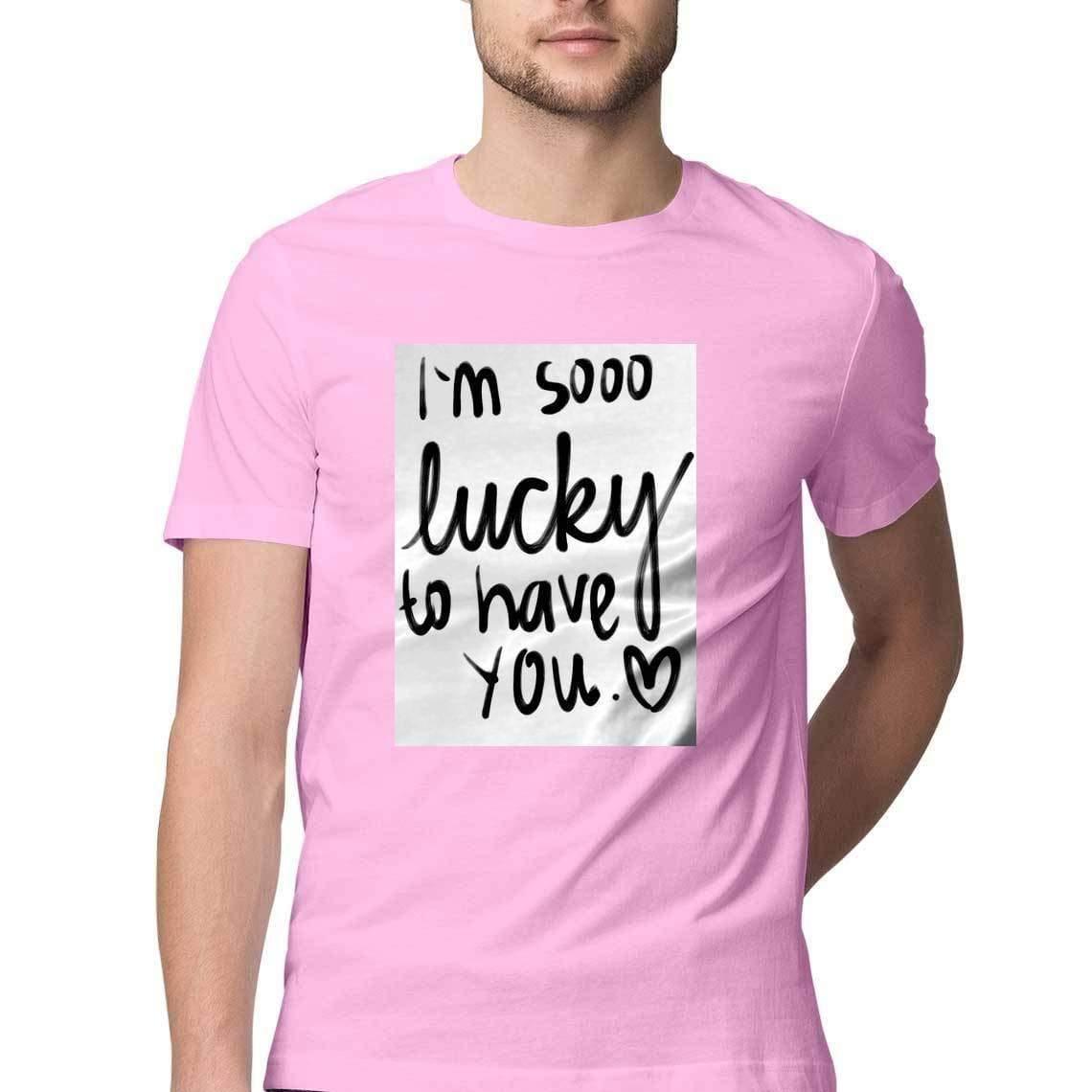 Dealsplant Half Sleeve Round Neck Lucky to have you_1 T-Shirt for Men-Clothing-dealsplant