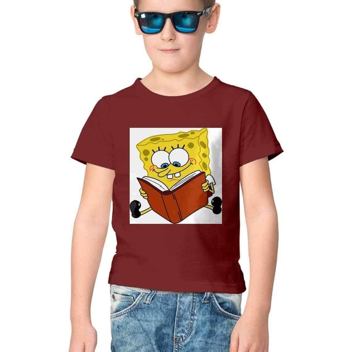 Dealsplant Half Sleeve Round Neck SpongeBob T-Shirt for Kids-Clothing-dealsplant