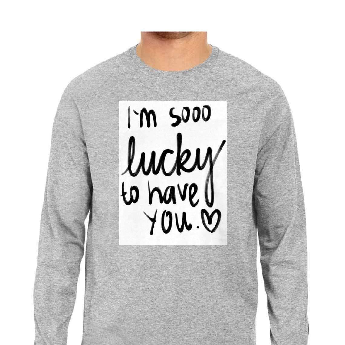 Dealsplant Full Sleeve Round Neck Lucky to have you_1 T-Shirt for Men-Clothing-dealsplant