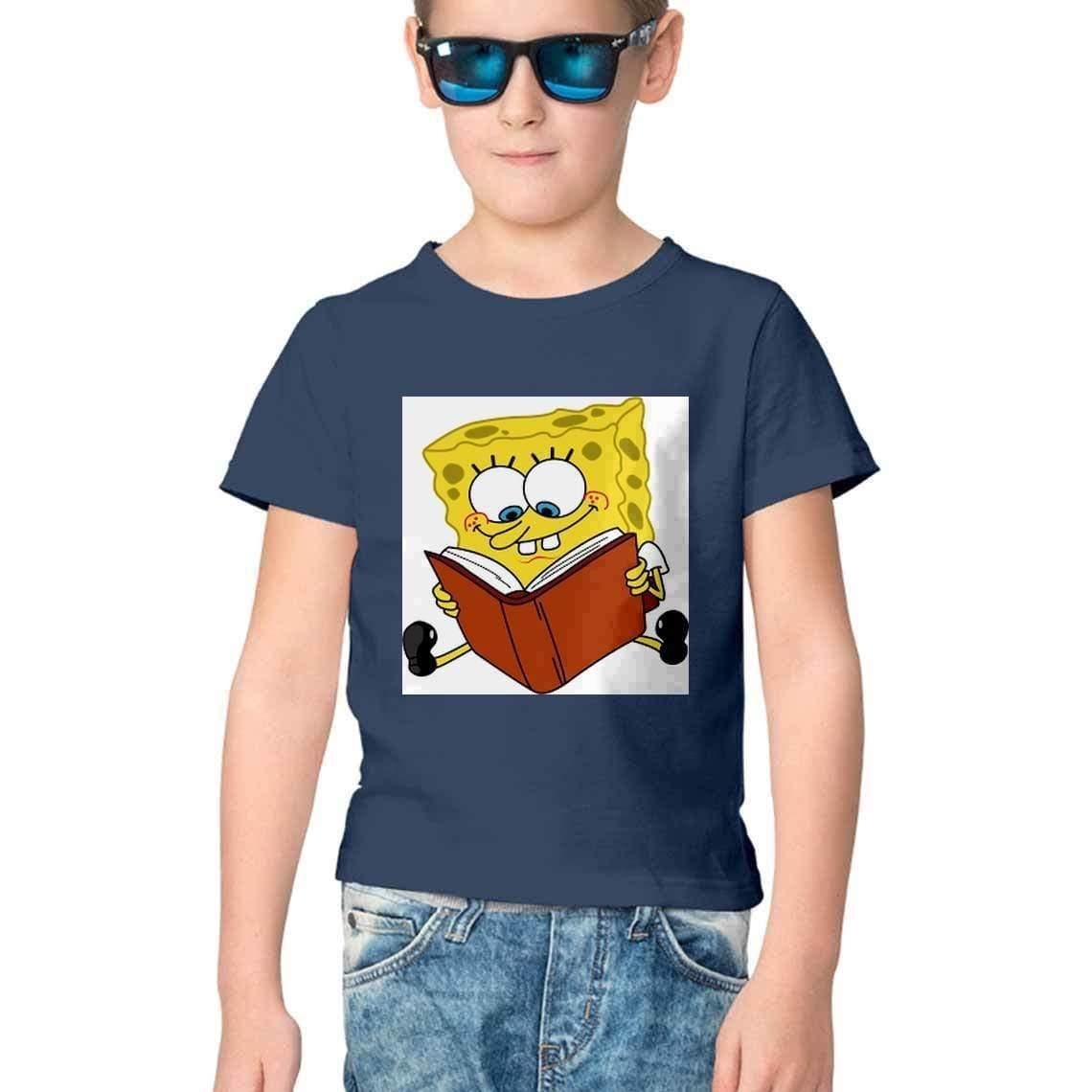 Dealsplant Half Sleeve Round Neck SpongeBob T-Shirt for Kids-Clothing-dealsplant