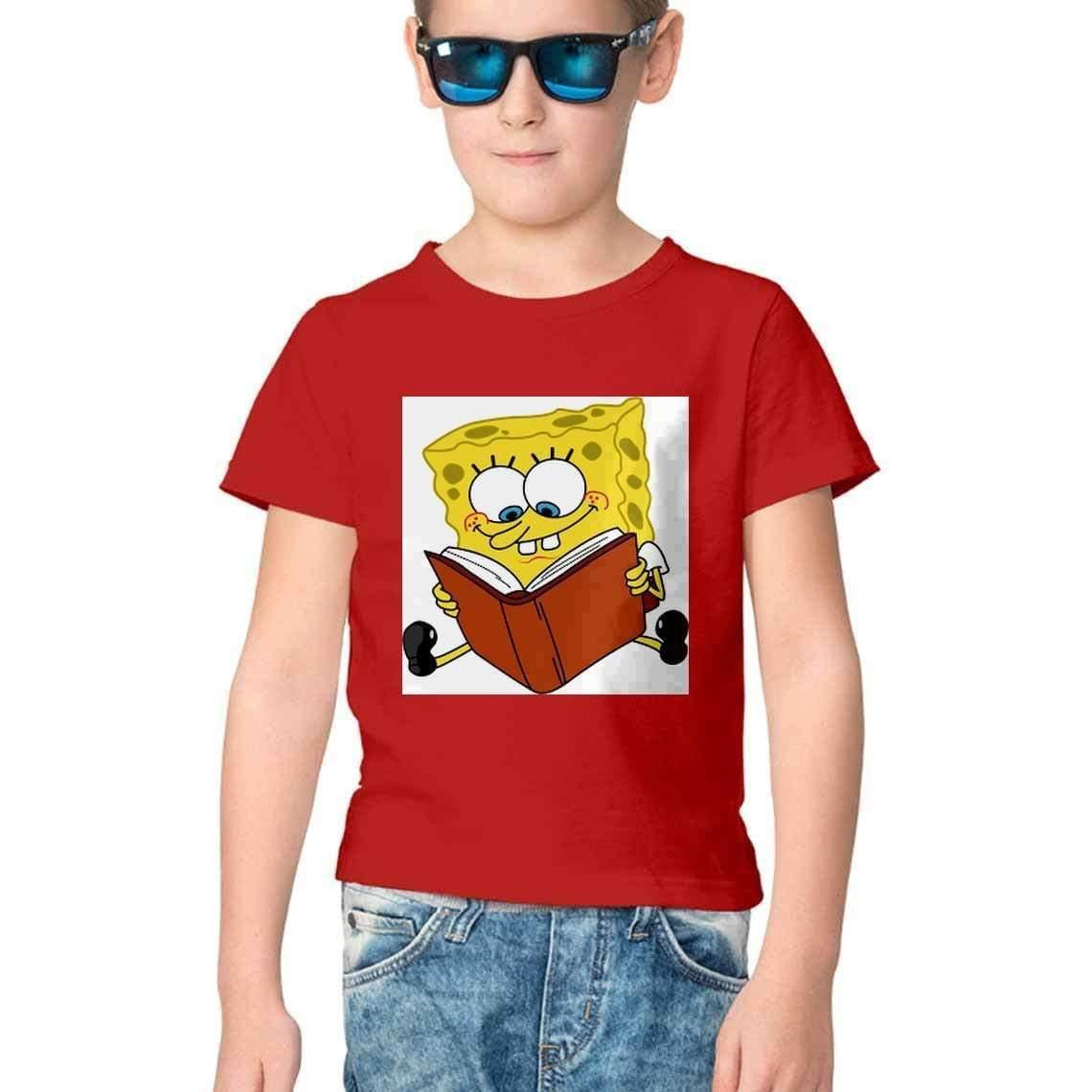 Dealsplant Half Sleeve Round Neck SpongeBob T-Shirt for Kids-Clothing-dealsplant