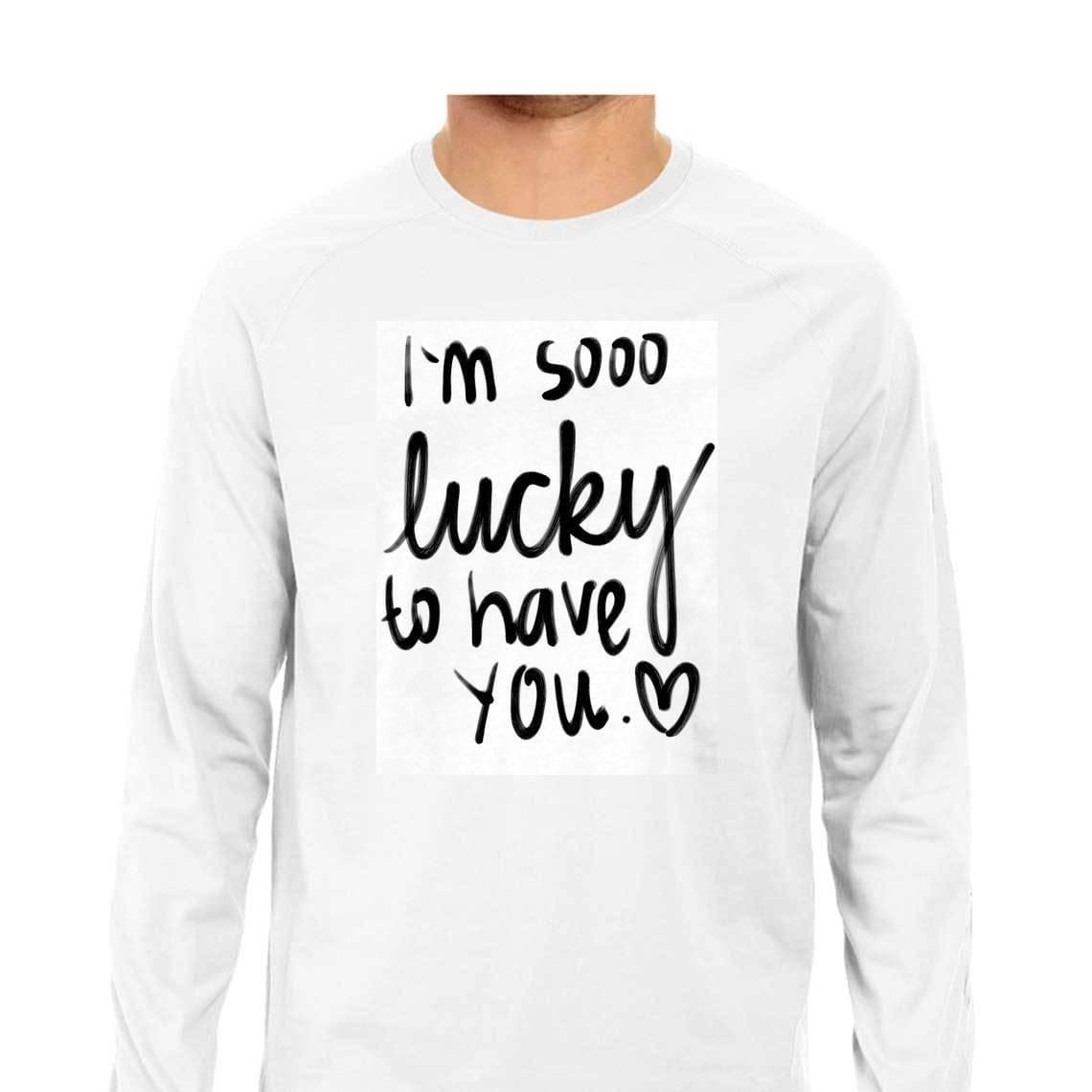 Dealsplant Full Sleeve Round Neck Lucky to have you_1 T-Shirt for Men-Clothing-dealsplant