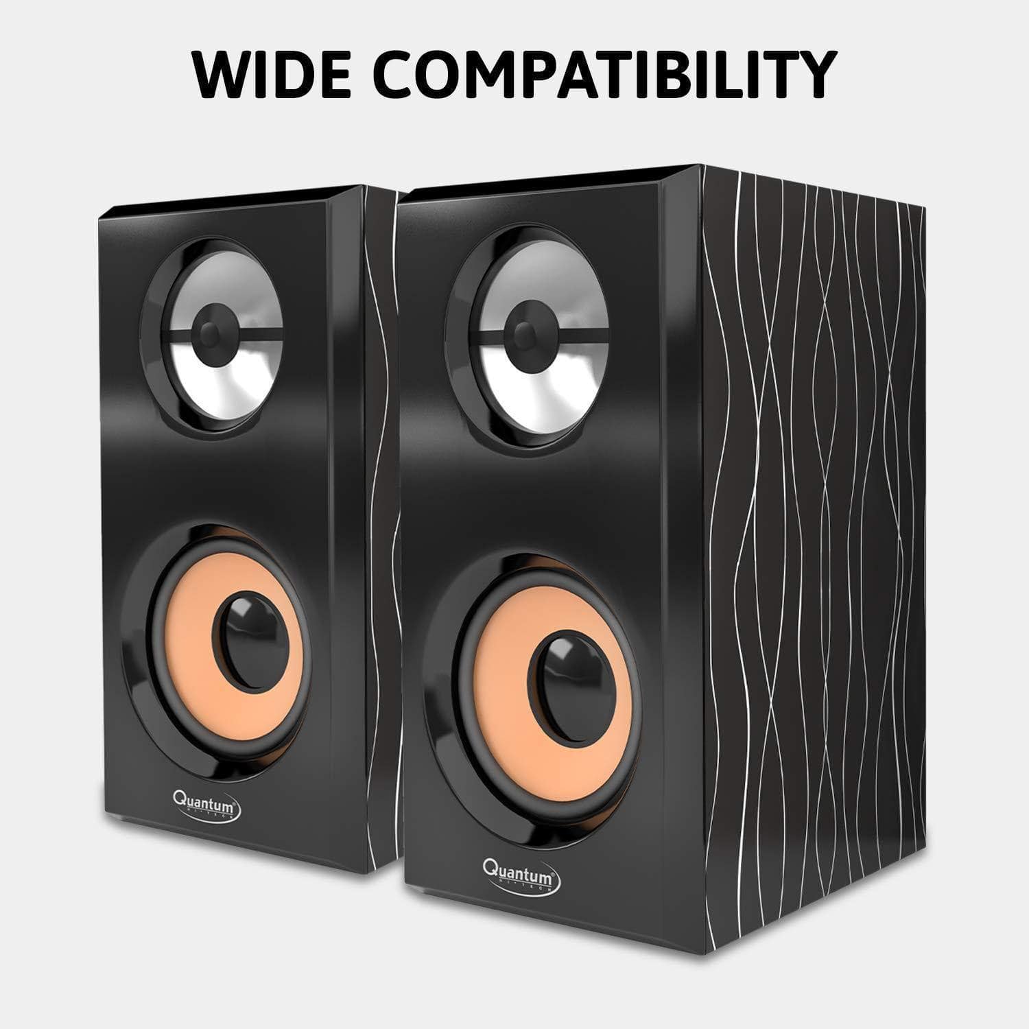 Quantum QHM630 Portable Laptop/Desktop USB Powered Multimedia Wooden Speaker with AUX Input (Random Color)-Audio Speakers-dealsplant