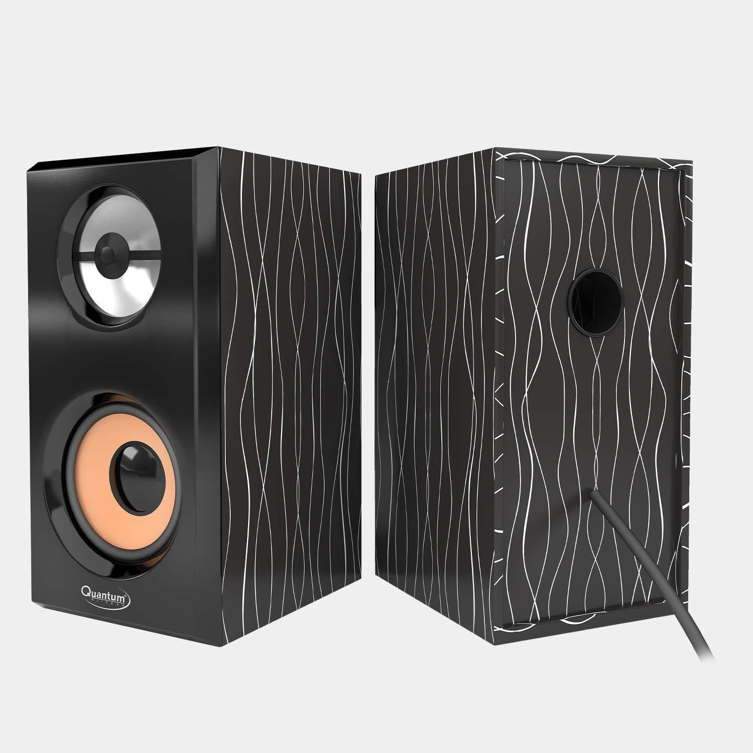 Quantum QHM630 Portable Laptop/Desktop USB Powered Multimedia Wooden Speaker with AUX Input (Random Color)-Audio Speakers-dealsplant