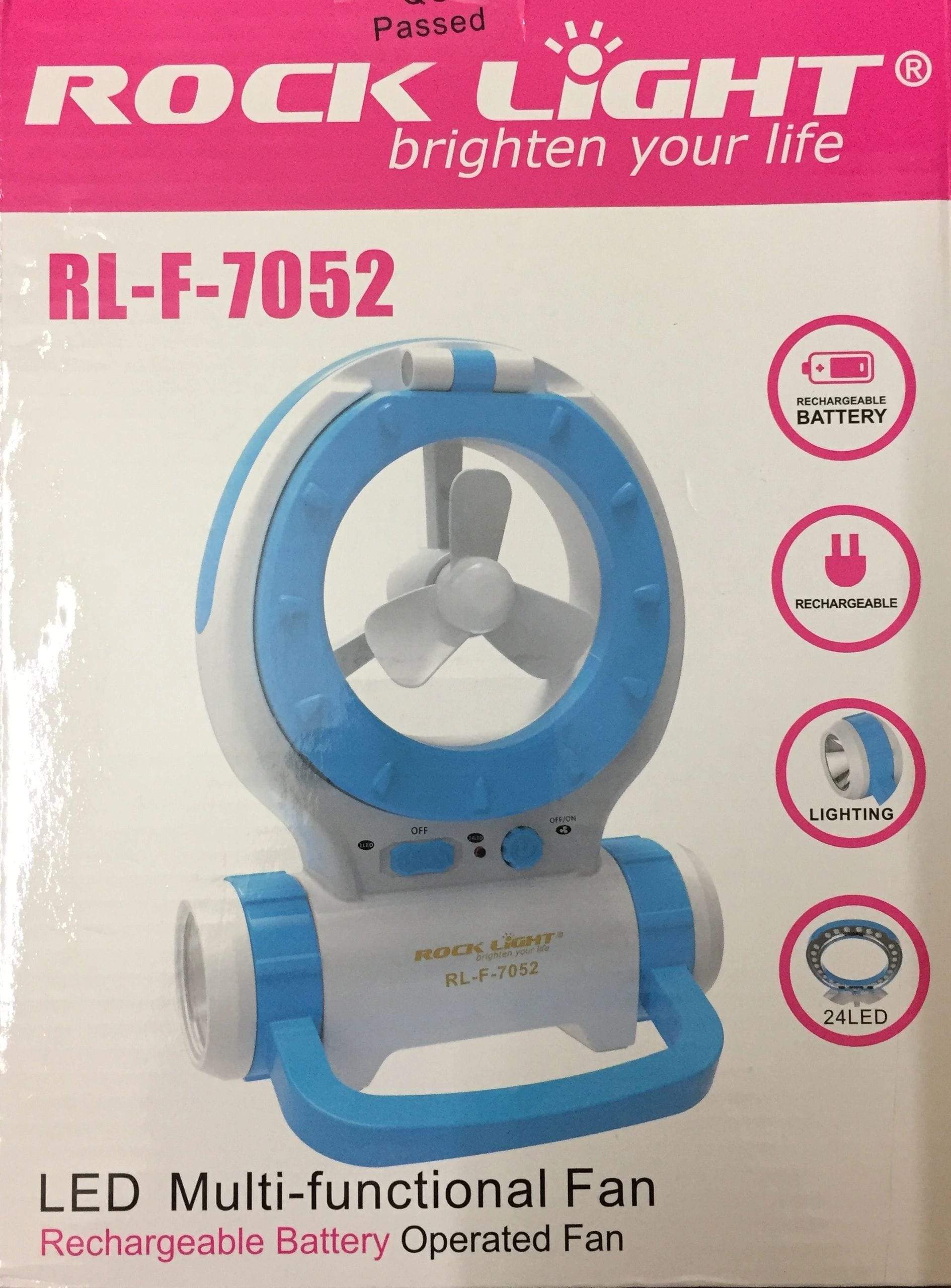 Rock Light 7052 Rechargeable Mini Fan with LED torch and LED Emergency Light AC / DC Supported-Home & Living-dealsplant