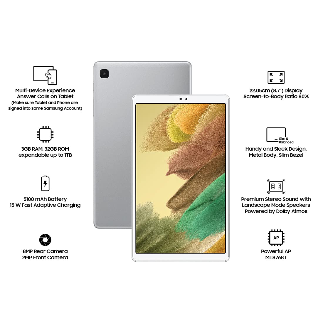 Samsung Galaxy Tab A7 Lite (8.7 inch) (3GB+32GBSTORAGE) Slim Metal Body, Wi-Fi-only Tablet-Tablet Computers-dealsplant