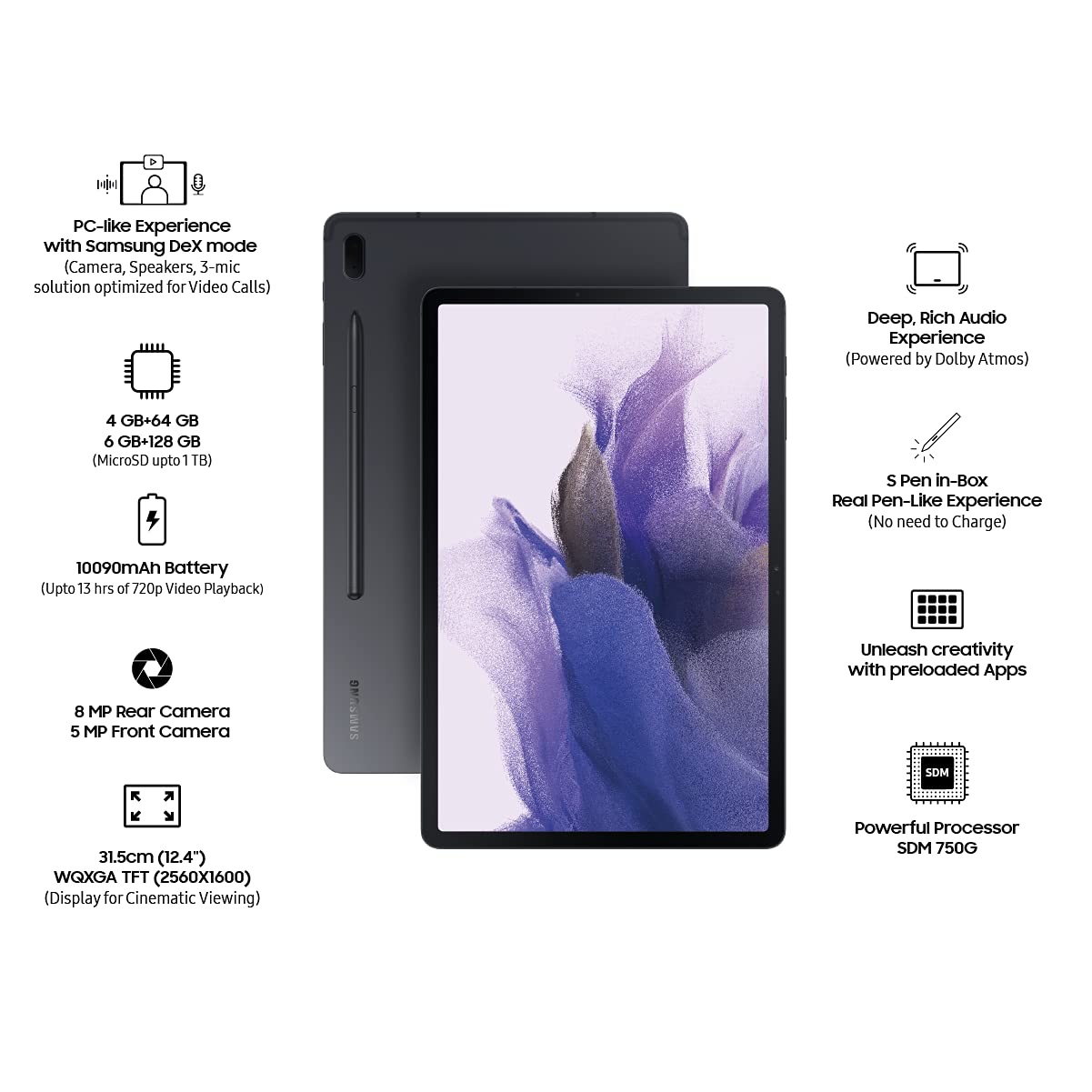 Samsung Galaxy Tab S7 FE 31.5 cm (12.4 inch (6GB+128GB STORAGE)-Tablet Computers-dealsplant