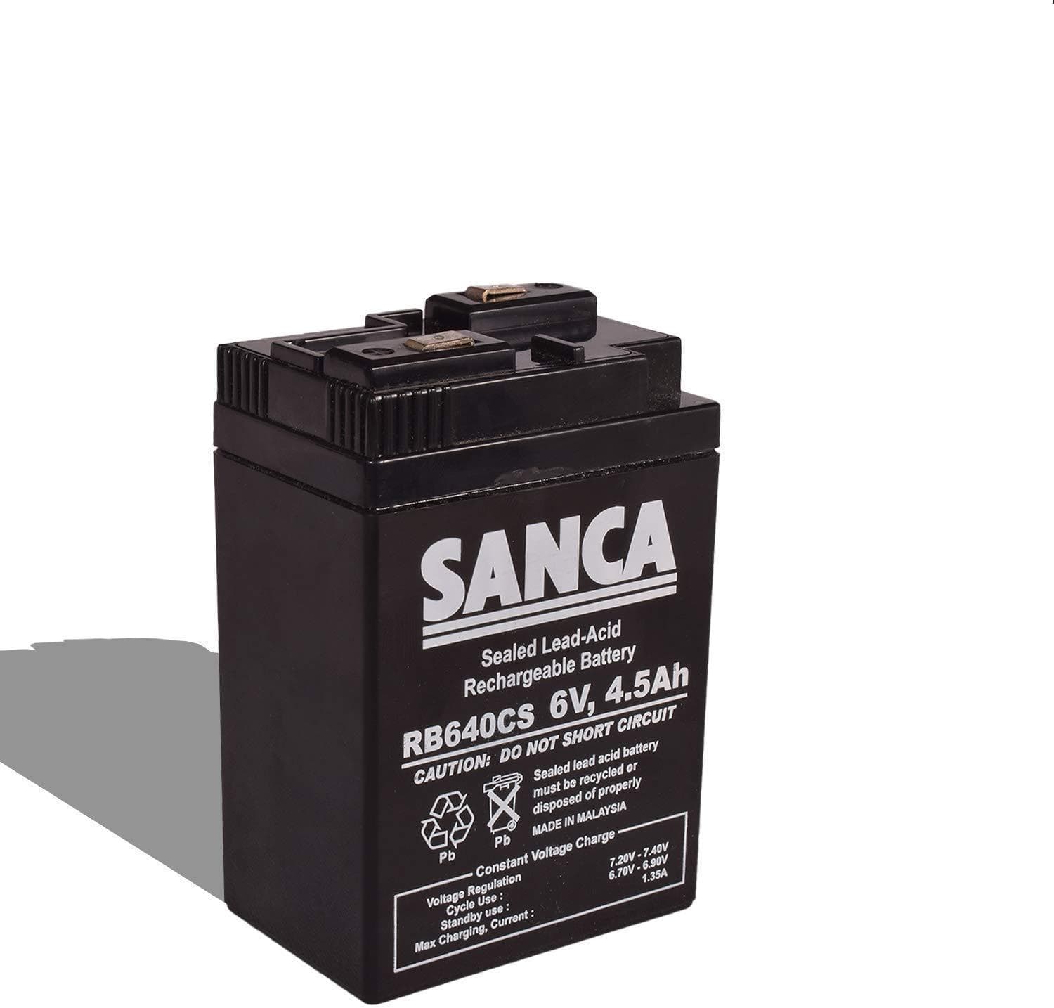 SANCA 6V 4.5Ah maintenance Free Rechargeable Battery (Push type terminals)-Rechargeable Batteries-dealsplant