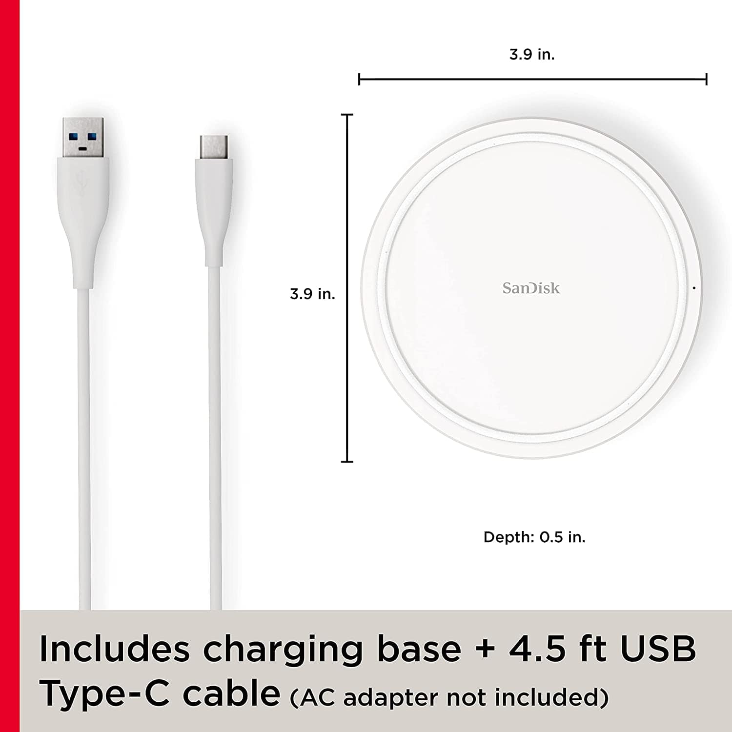 SanDisk iXpand Wireless 15W Fast Charger with QC 3.0 Adapter-Wireless Charger-dealsplant