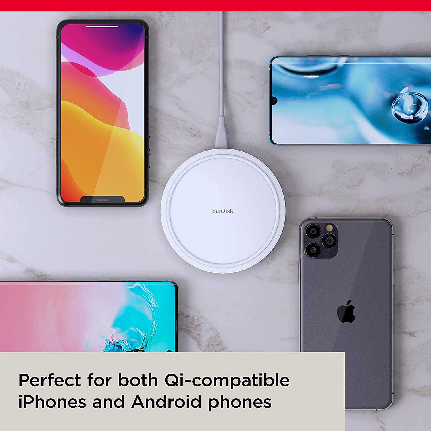 SanDisk iXpand Wireless 15W Fast Charger with QC 3.0 Adapter-Wireless Charger-dealsplant