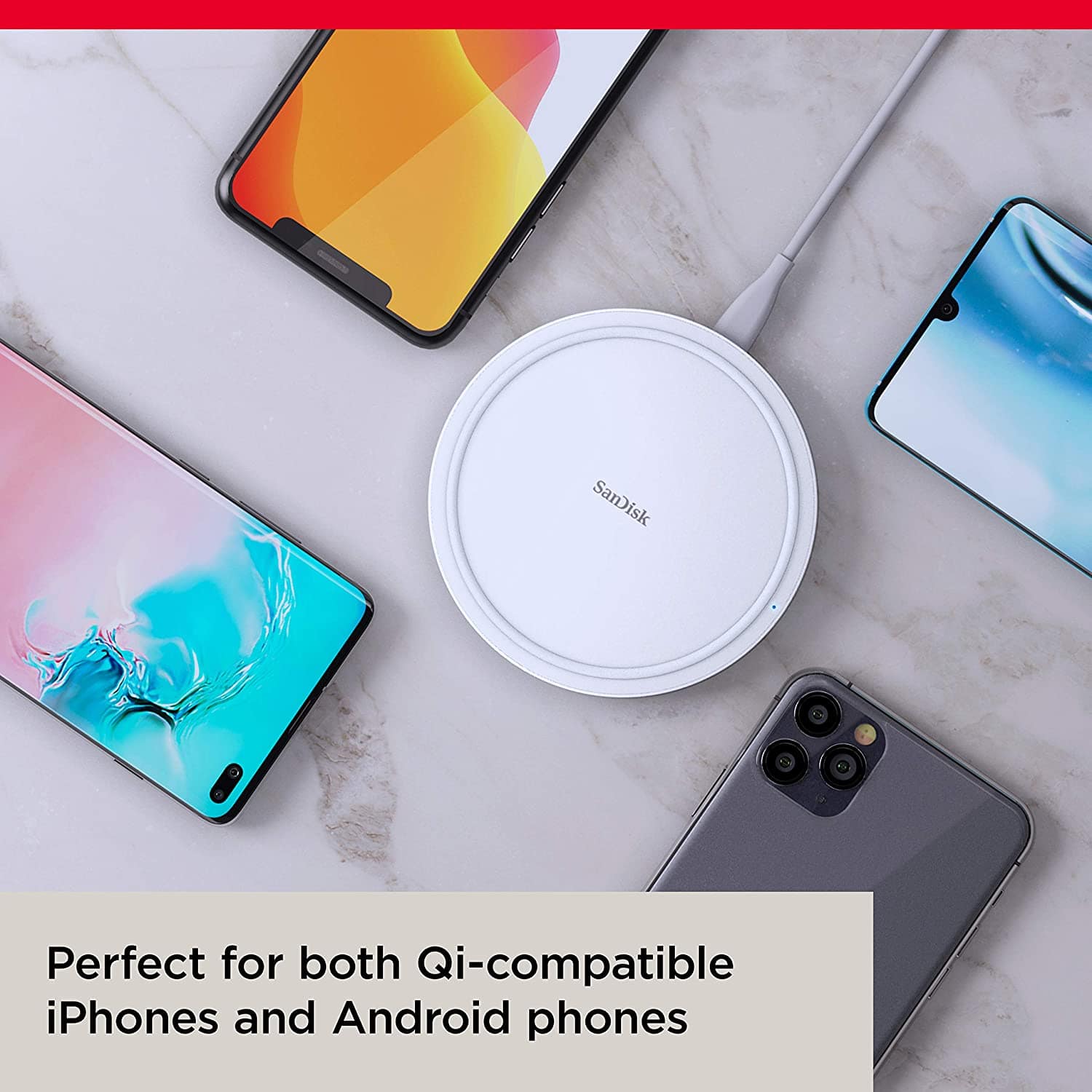 SanDisk iXpand Wireless 15W Fast Charger with QC 3.0 Adapter-Wireless Charger-dealsplant