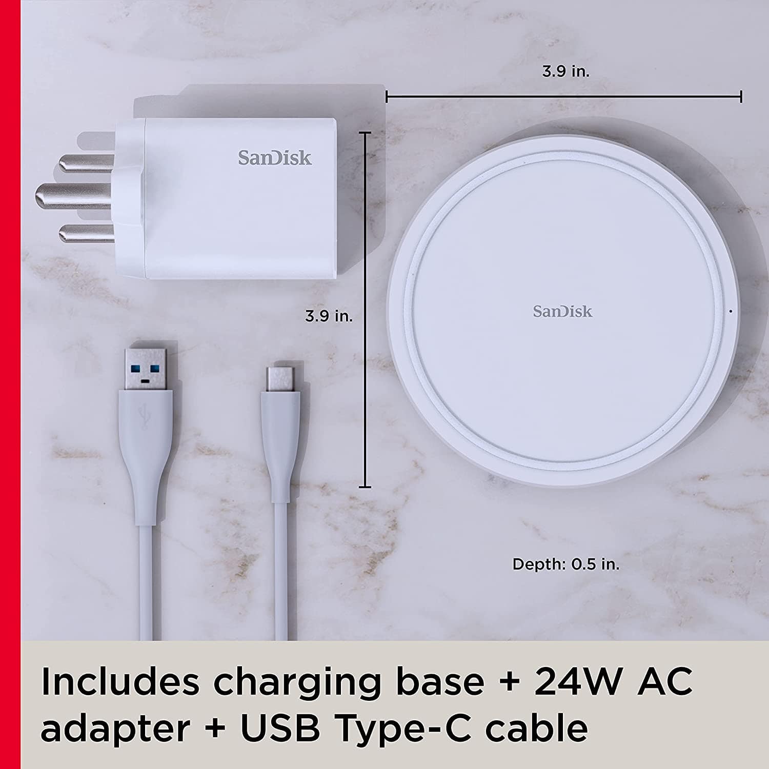 SanDisk iXpand Wireless 15W Fast Charger with QC 3.0 Adapter-Wireless Charger-dealsplant