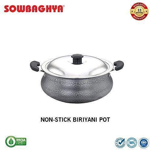 SOWBAGHYA Aluminium Biriyani Pot With Lid, 3 L (Black)-Home & Kitchen Appliances-dealsplant
