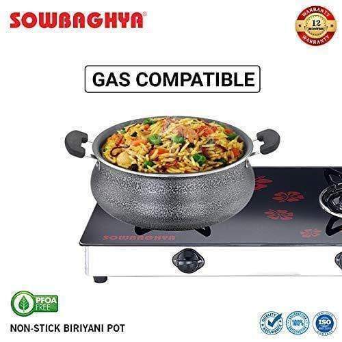 SOWBAGHYA Aluminium Biriyani Pot With Lid, 3 L (Black)-Home & Kitchen Appliances-dealsplant