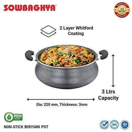 SOWBAGHYA Aluminium Biriyani Pot With Lid (Black)-Home & Kitchen Appliances-dealsplant