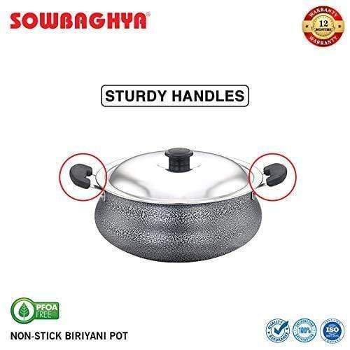 SOWBAGHYA Aluminium Biriyani Pot With Lid (Black)-Home & Kitchen Appliances-dealsplant