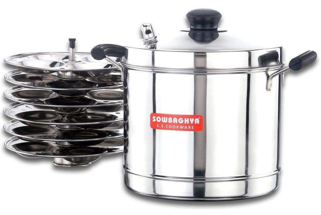 Sowbaghya Induction Base Stainless Steel Idly Maker (6 Plates)-Home & Kitchen Appliances-dealsplant