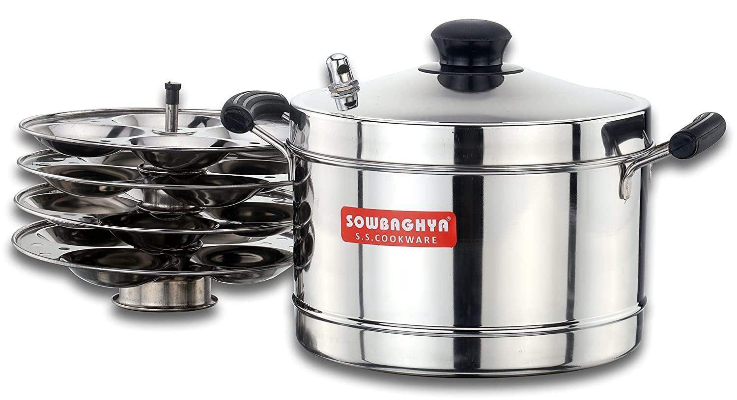 Sowbaghya Induction Base Stainless Steel Idly Maker (6 Plates)-Home & Kitchen Appliances-dealsplant