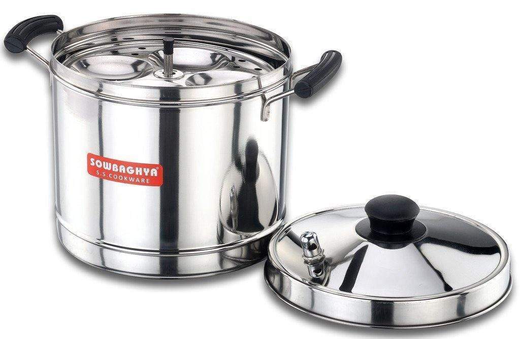 Sowbaghya Induction Base Stainless Steel Idly Maker (6 Plates)-Home & Kitchen Appliances-dealsplant