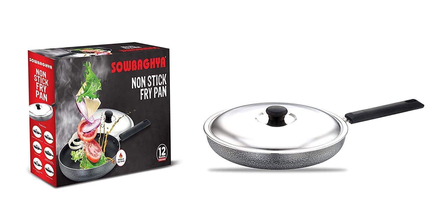 Sowbaghya Non Stick Fry Pan with Stainlees Steel Lid-Home & Kitchen Appliances-dealsplant