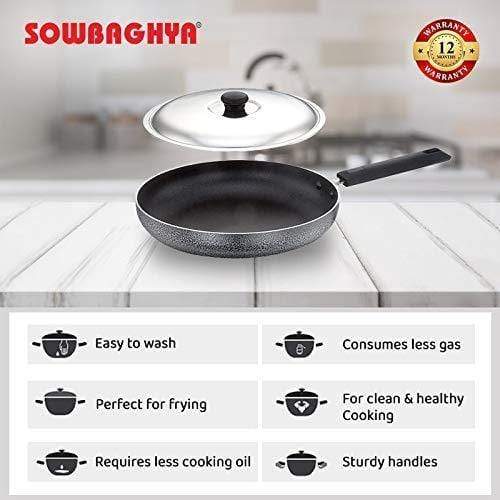 Sowbaghya Non Stick Fry Pan with Stainlees Steel Lid-Home & Kitchen Appliances-dealsplant