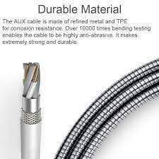 Transton Metal Braided Aux Cable 3.5mm Male to 3.5mm Male unbreakable Cable 1m-Cables-dealsplant
