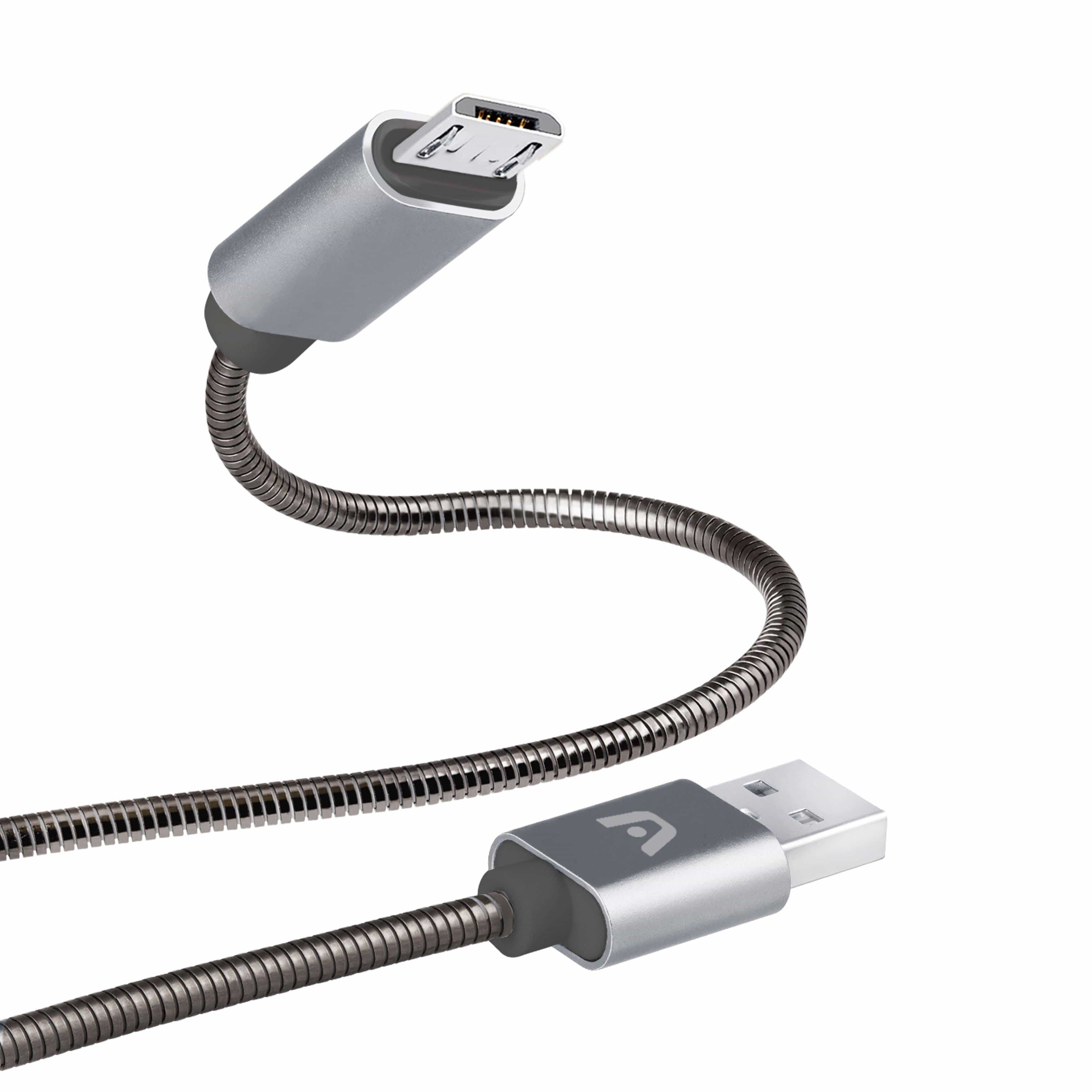 Transton Unbreakable Metal Braided High Speed USB to MicroUSB V8 Charging Cable for mobiles 1m-Datacable-dealsplant