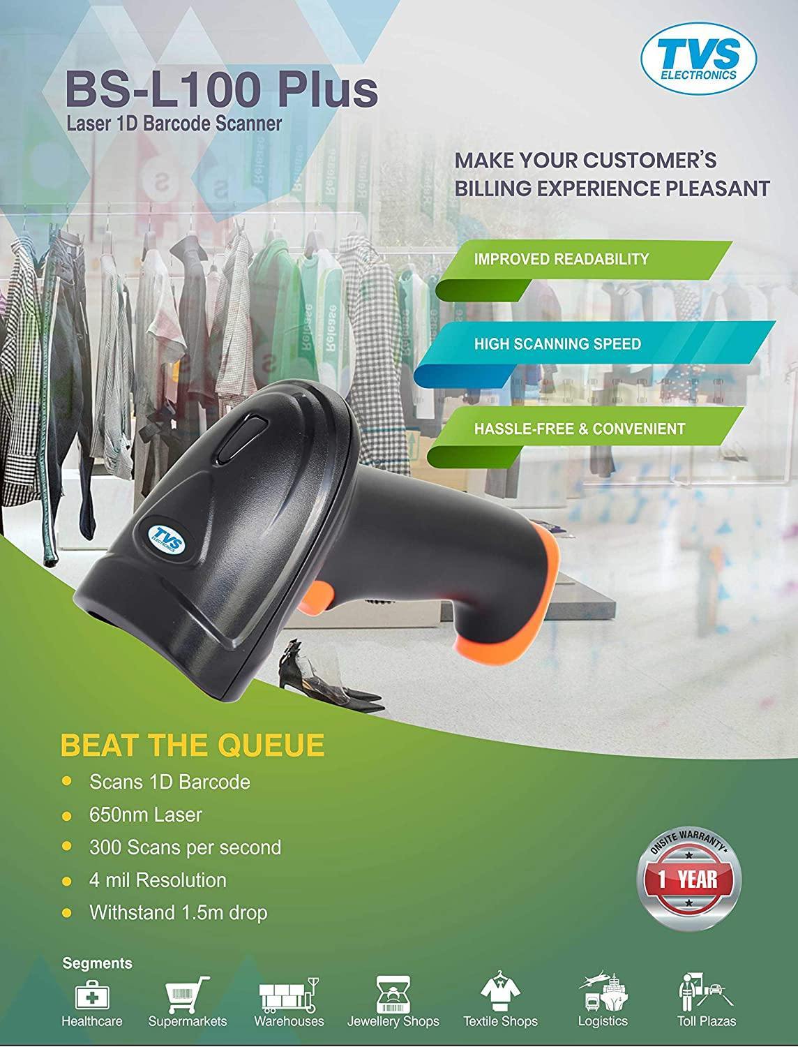 TVS Barcode Scanner BS-L100 Plus-Barcode Scanner-dealsplant