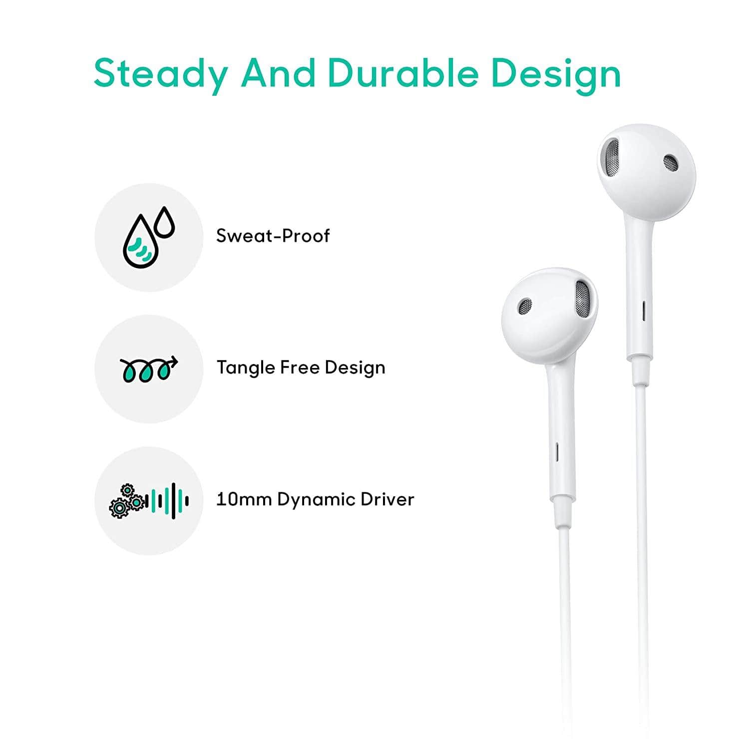 Vivo HD 3.5mm Wired Earphone with Mic (Original, Imported)-Earphones-dealsplant