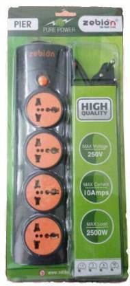 Zebion pure power Pier 4 Socket Extension Boards 2 meter (Orange)-Power Strip-dealsplant