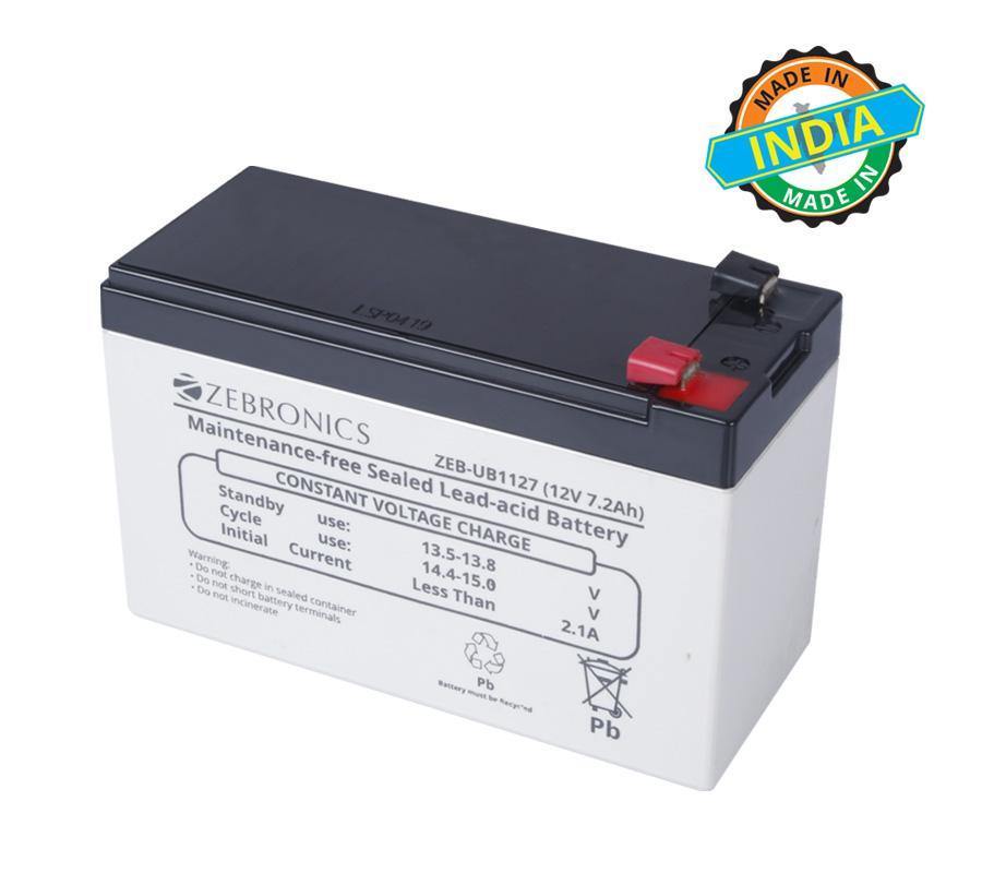 Zebronics SMF VRLA Battery 12V 7.2AH UPS / Solar Rechargeable Battery-Rechargeable Batteries-dealsplant