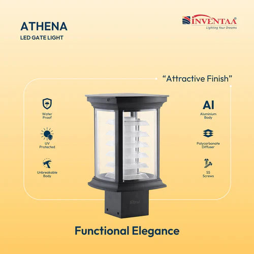 Inventaa Athena 18W Outdoor Gate Post Light — 3-in-1 LED (Cool, Warm & Neutral White)-Outdoor Lighting-dealsplant